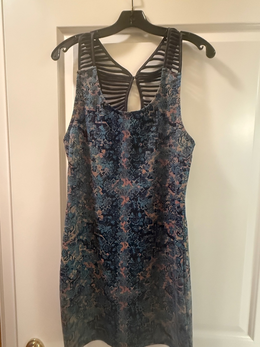 Free People Blue Multi-Print Backless Sleeveless Dress